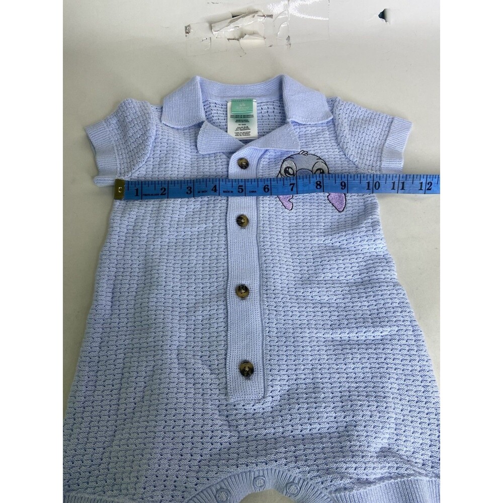 Disney Baby Lilo and Stitch One Piece Blue Knit Cotton Romper Size 3-6 Months - Picture 6 of 7